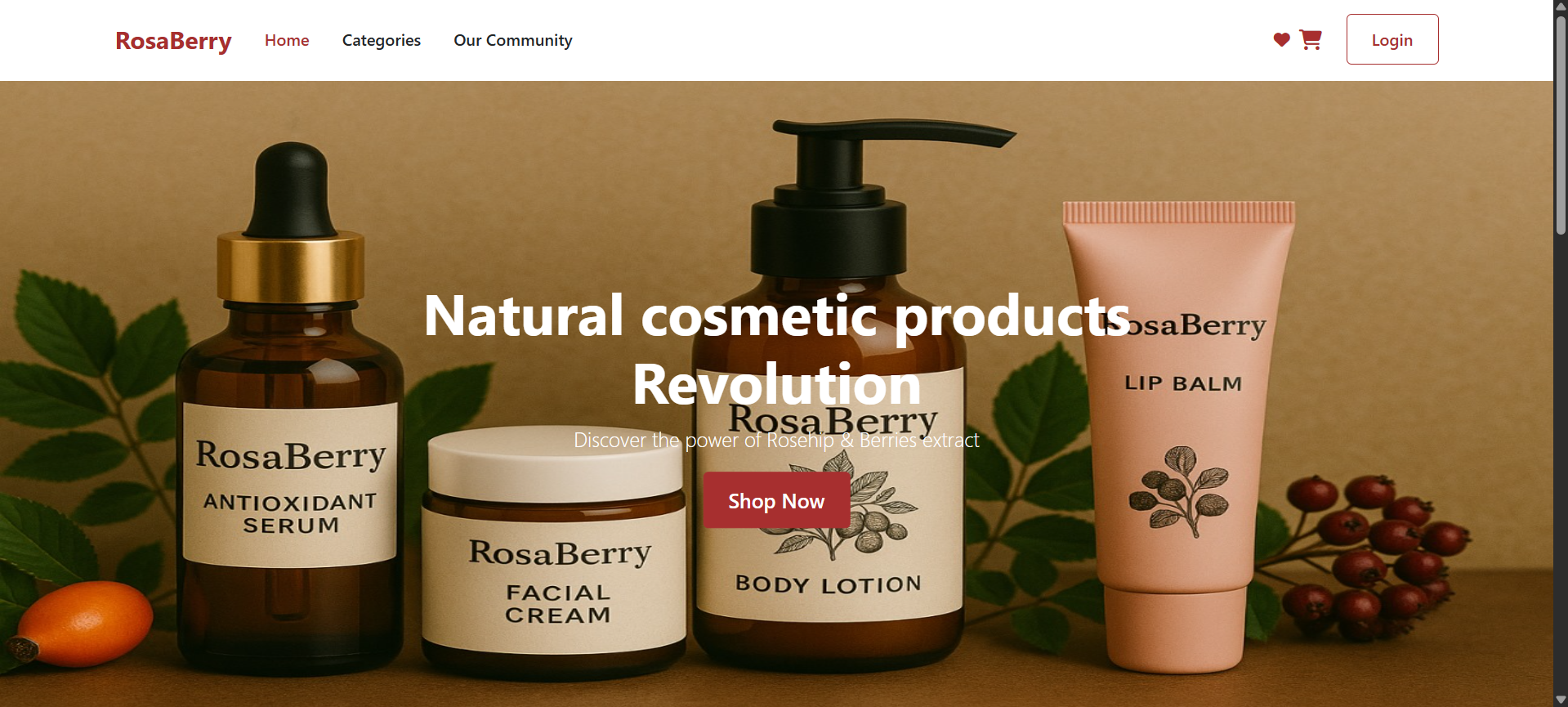 RosaBerry Cosmetics E-commerce website